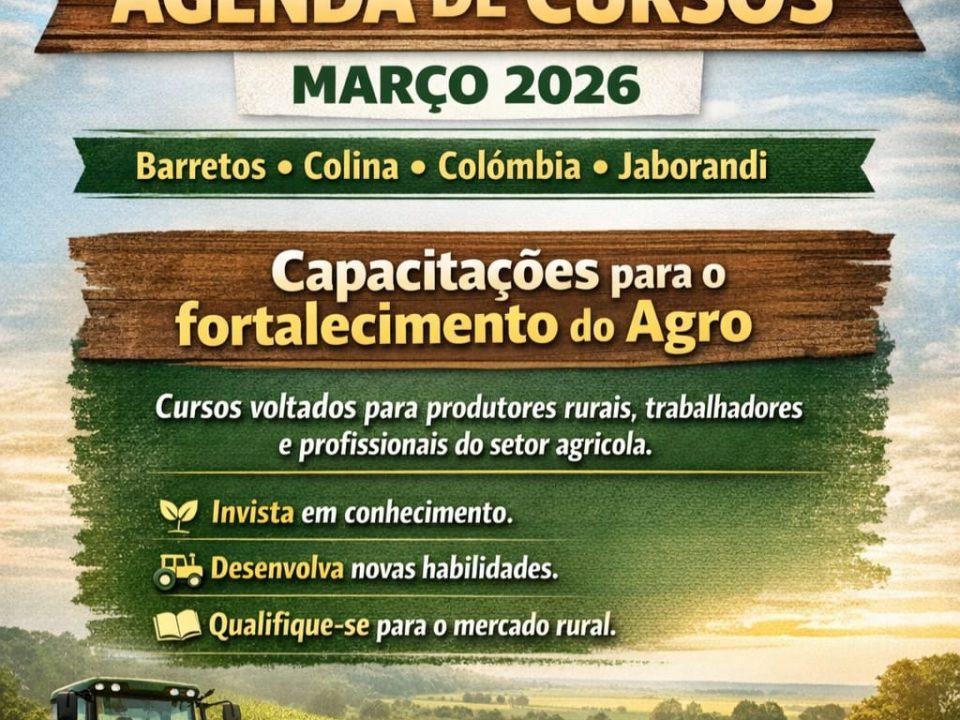 A diretoria do Sindicato Rural do Vale do Rio Grande divulgou a programação de cursos em parceria com o SENAR/FAESP que serão realizados em Barretos e nas cidades que fazem parte da área territorial.
